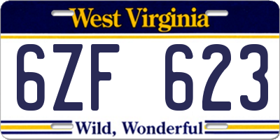 WV license plate 6ZF623