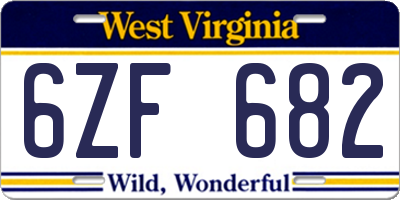 WV license plate 6ZF682