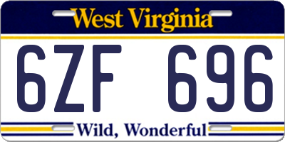 WV license plate 6ZF696