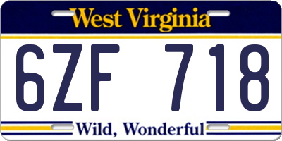 WV license plate 6ZF718