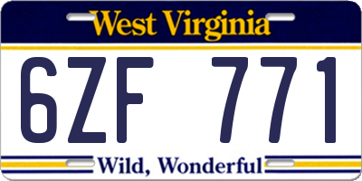WV license plate 6ZF771