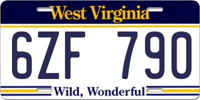 WV license plate 6ZF790