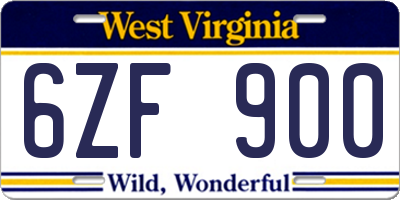 WV license plate 6ZF900