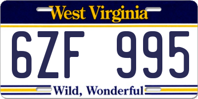 WV license plate 6ZF995