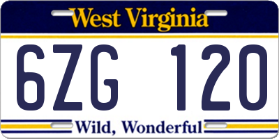 WV license plate 6ZG120