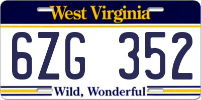 WV license plate 6ZG352