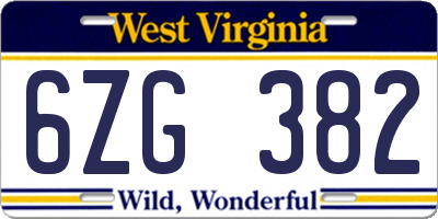 WV license plate 6ZG382