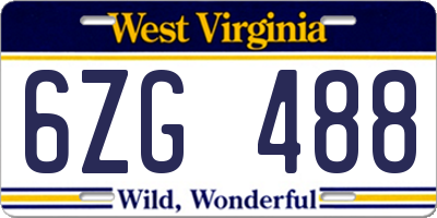 WV license plate 6ZG488