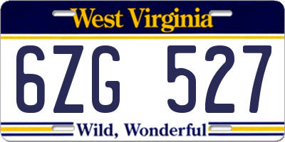 WV license plate 6ZG527