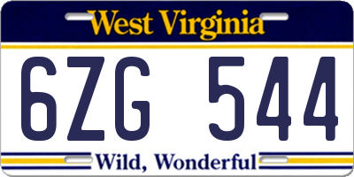 WV license plate 6ZG544