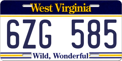 WV license plate 6ZG585