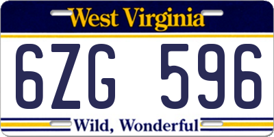 WV license plate 6ZG596