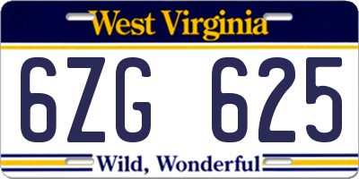 WV license plate 6ZG625