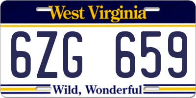 WV license plate 6ZG659