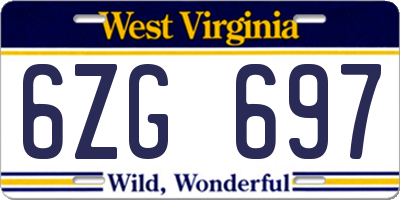 WV license plate 6ZG697