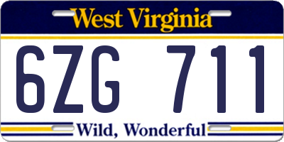 WV license plate 6ZG711