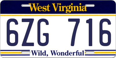 WV license plate 6ZG716