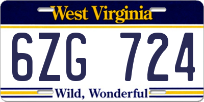 WV license plate 6ZG724