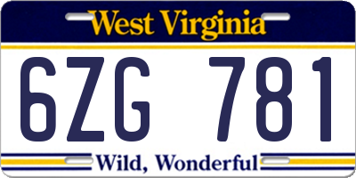 WV license plate 6ZG781