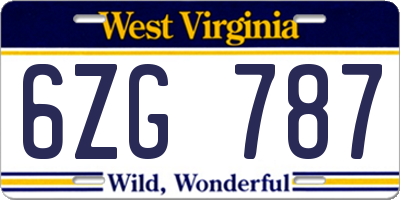 WV license plate 6ZG787