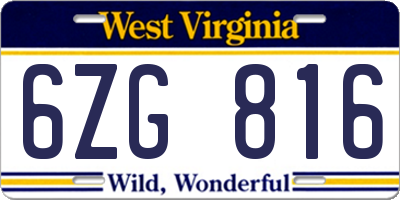 WV license plate 6ZG816