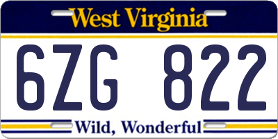 WV license plate 6ZG822