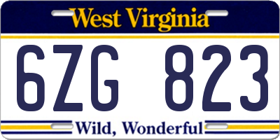 WV license plate 6ZG823