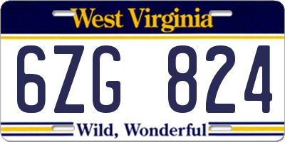 WV license plate 6ZG824