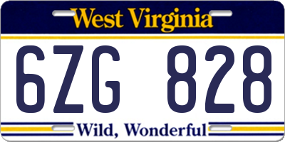 WV license plate 6ZG828