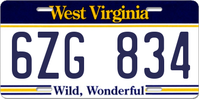 WV license plate 6ZG834
