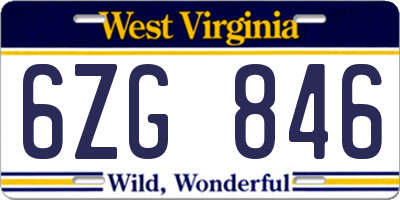 WV license plate 6ZG846