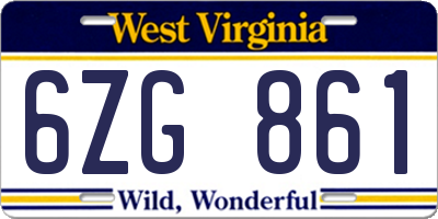 WV license plate 6ZG861