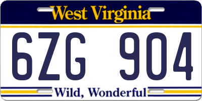 WV license plate 6ZG904