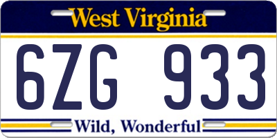 WV license plate 6ZG933