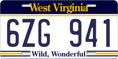 WV license plate 6ZG941