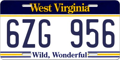 WV license plate 6ZG956
