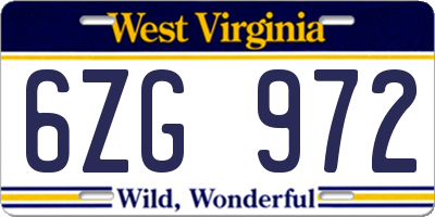 WV license plate 6ZG972