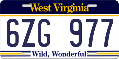 WV license plate 6ZG977