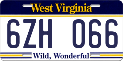 WV license plate 6ZH066
