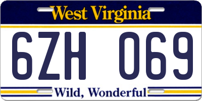 WV license plate 6ZH069