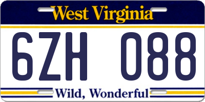 WV license plate 6ZH088