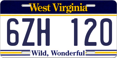 WV license plate 6ZH120