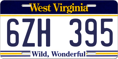 WV license plate 6ZH395