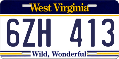 WV license plate 6ZH413