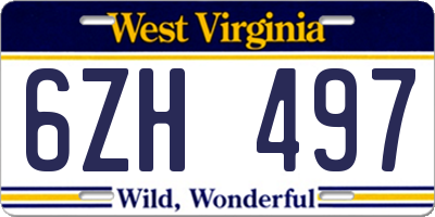 WV license plate 6ZH497
