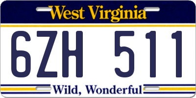 WV license plate 6ZH511