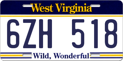 WV license plate 6ZH518