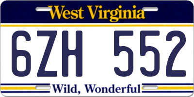 WV license plate 6ZH552
