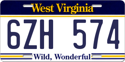 WV license plate 6ZH574