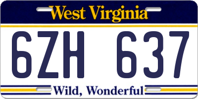WV license plate 6ZH637
